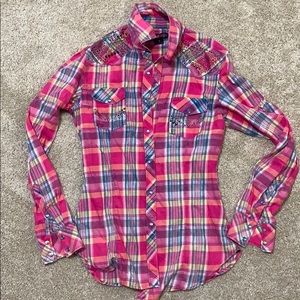 Pink Plaid Pearl Snap Shirt